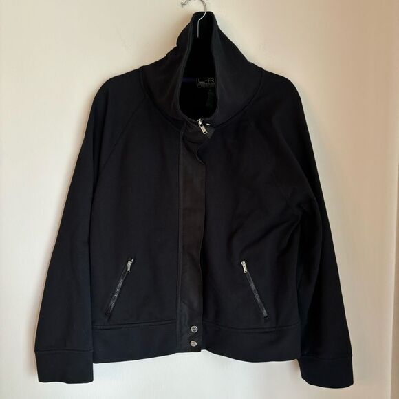 Lauren Ralph Lauren Zip Jacket Black LRL Active Soft Cotton Blend Women’s Sz XL - Picture 9 of 12